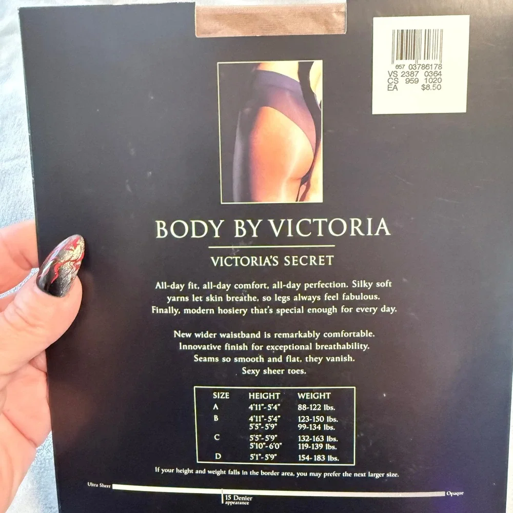 Vintage Victoria's Secret Body by Victoria Pantyhose Nude Size B 15 Denier NIP
